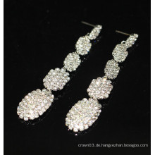 Neue Förderung-Braut-elegante silberne hängende Kristallbolzen-Ohrringe